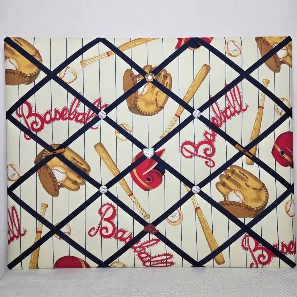 Baseball Themed French Memo Board Handmade In VT 16x20in NWOT